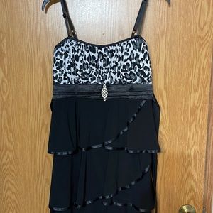 Snow leopard print ruffle dress